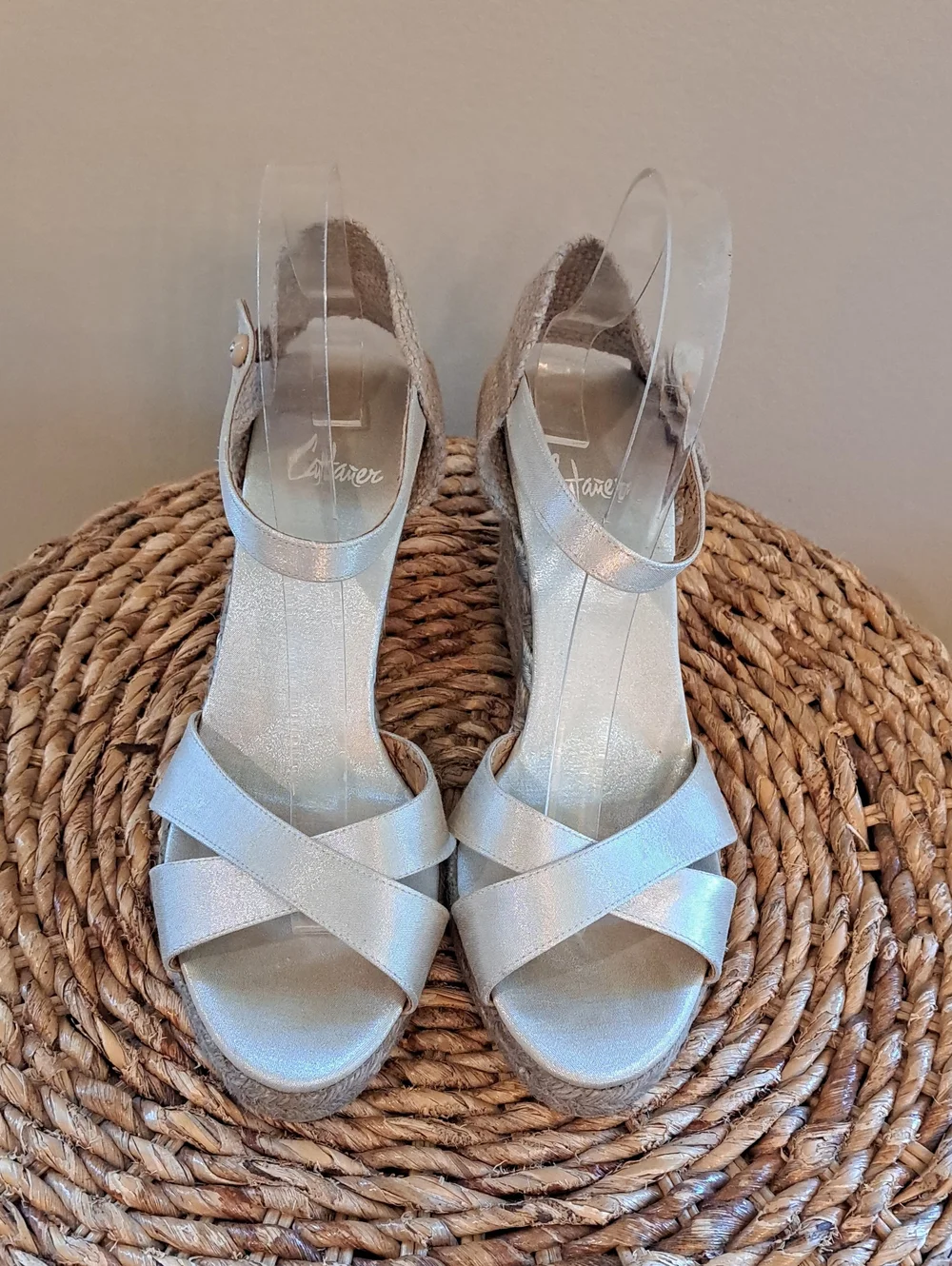 Castaner Womens Buti Summer Luxury Champange Silver Espadrille Sandals 40/9.5